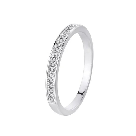 0.39ct. t.w. Lab Diamonds Wedding Band 18k White Gold over Italian Silver